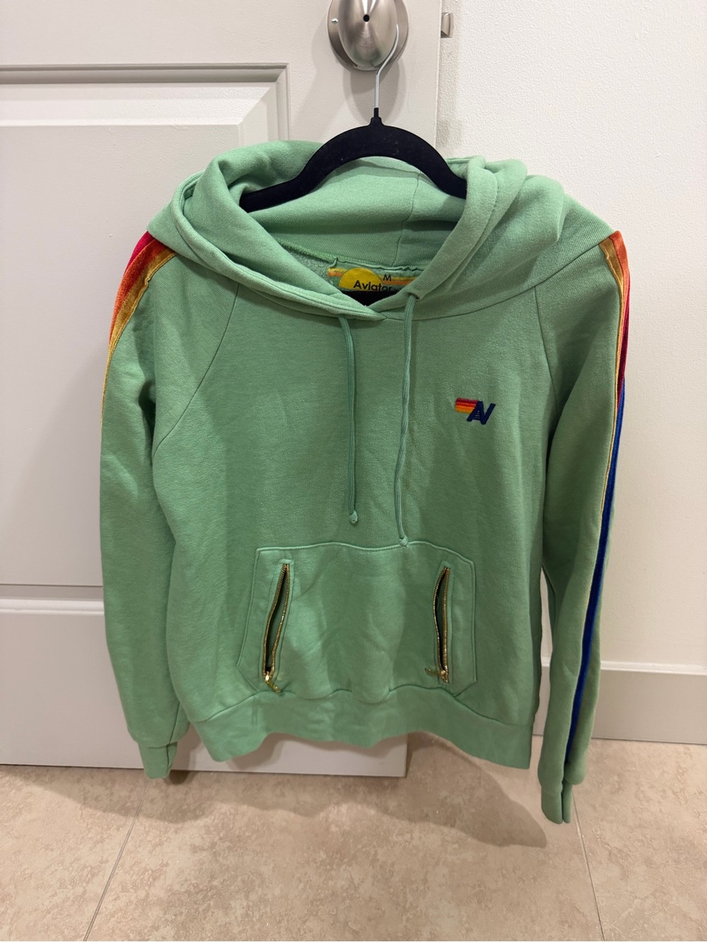 Aviator Nation Medium Green Stripped Hoodie. 💚⚡️